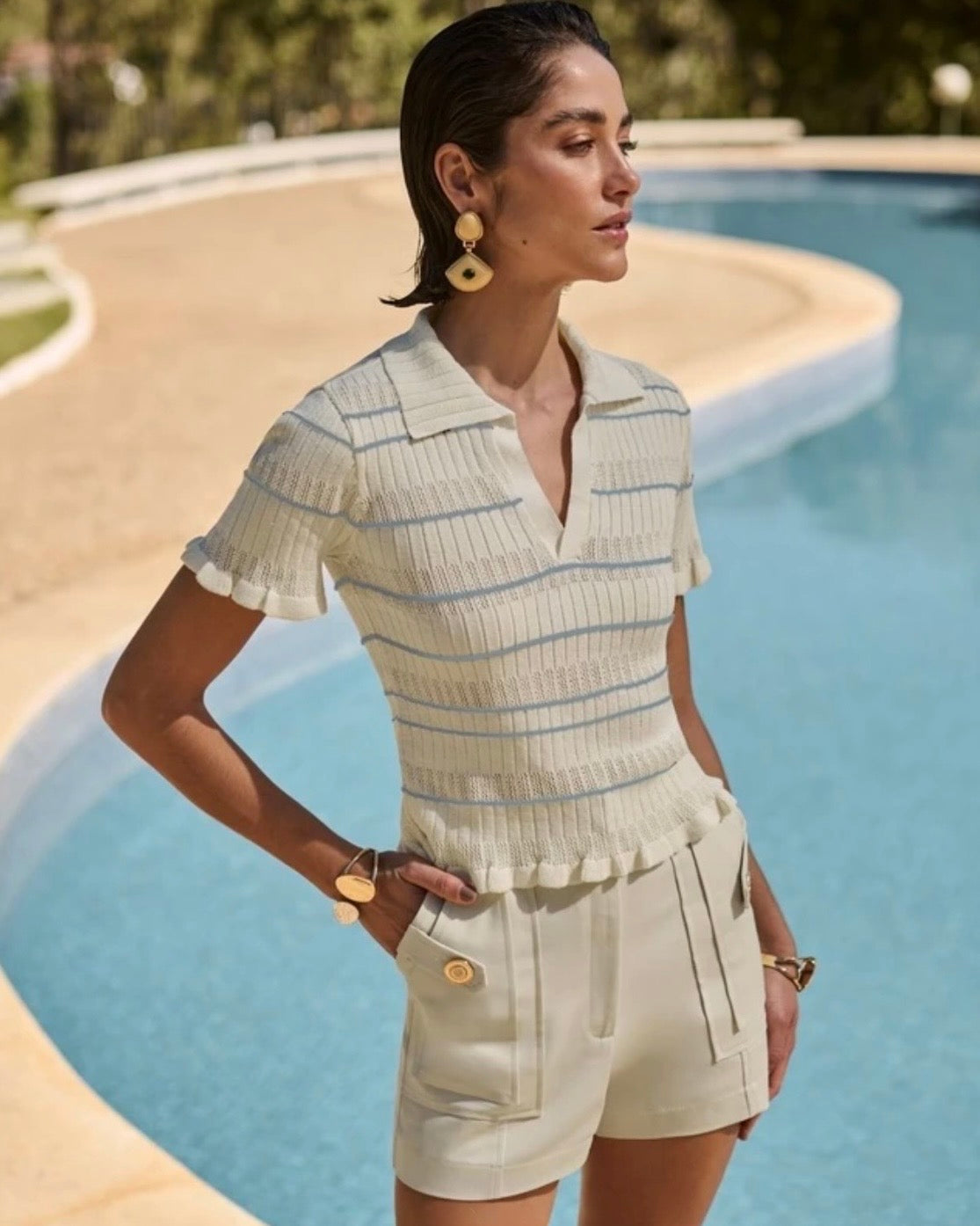 Short Elsa | Short alfaiataria em algodão com bolsos e botões