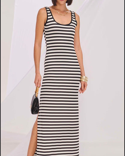 Vestido Longo Listrado